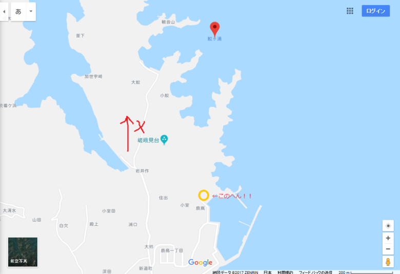 鮫ヶ浦水曜日郵便局に向かう説明地図